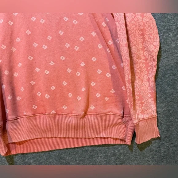 Aerie Sweatshirt womens Medium pink coral floral soft distressed oversized comfy - Picture 4 of 14